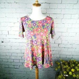 Lularoe Floral Perfect Tee Shirt Peach Size XXS